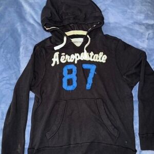 Vintage Women's AEROPOSTALE Black Hoodie Size L